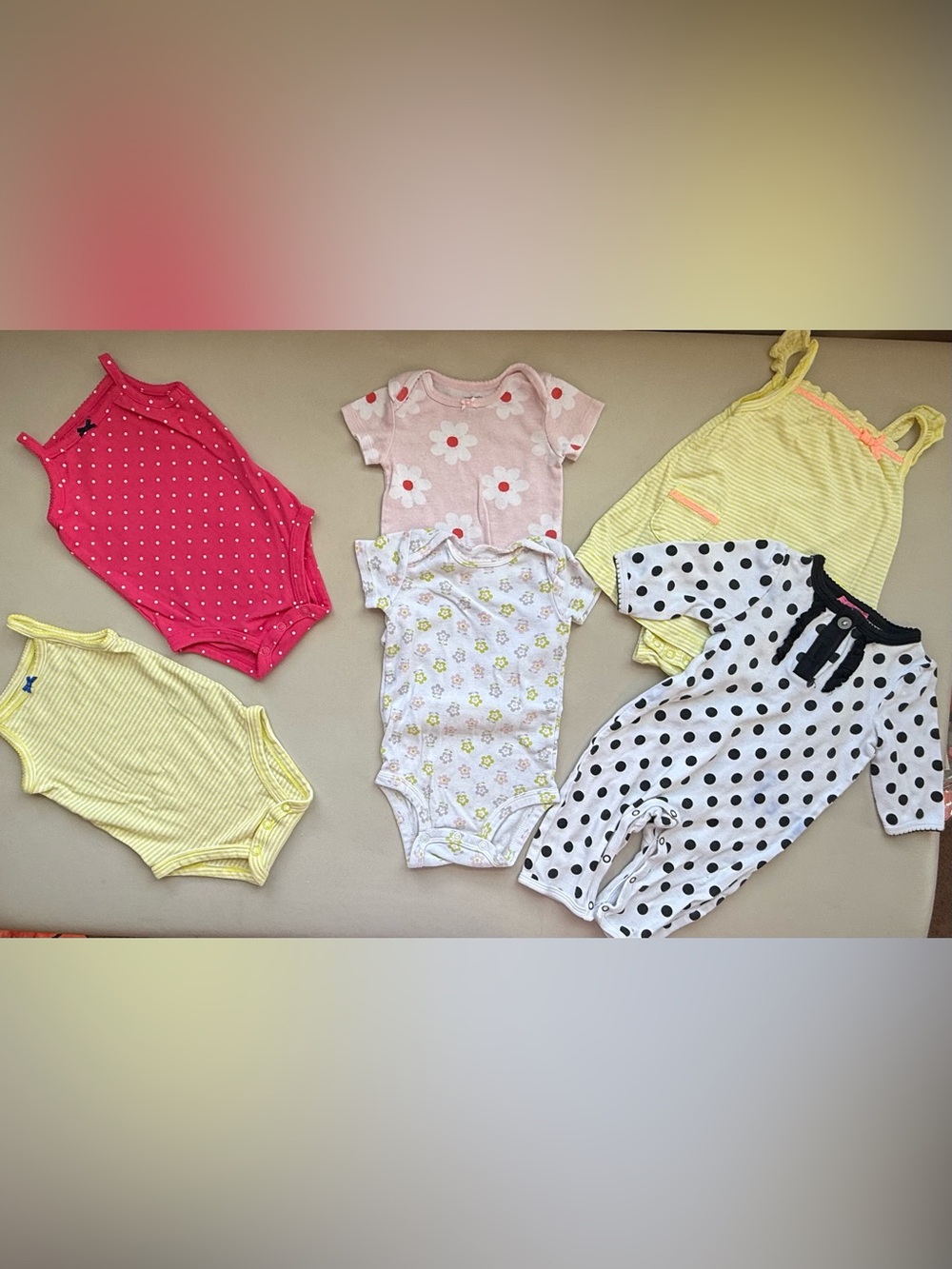 Carter's Mixed Baby One-Piece Set - Pink, Yellow, White, Black